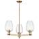 Preston 18"W 3 Light Champagne Stem Chandelier With Flute Clear Shade