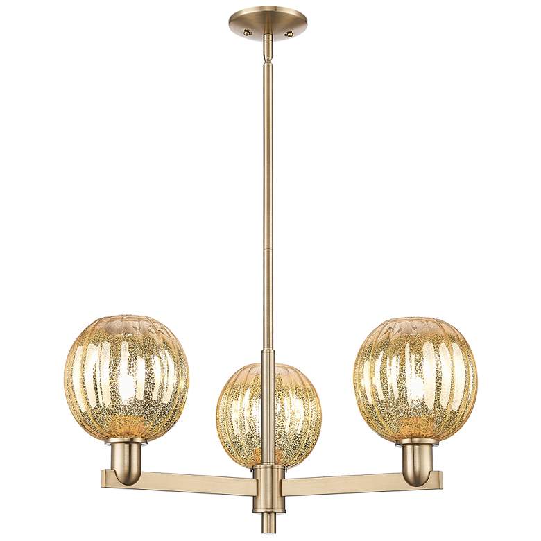 Image 1 Preston 18"W 3 Light Champagne Stem Chandelier With Mercury Globe Shade