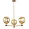 Preston 18"W 3 Light Champagne Stem Chandelier With Mercury Globe Shade