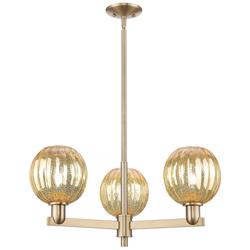 Preston 18"W 3 Light Champagne Stem Chandelier With Mercury Globe Shade