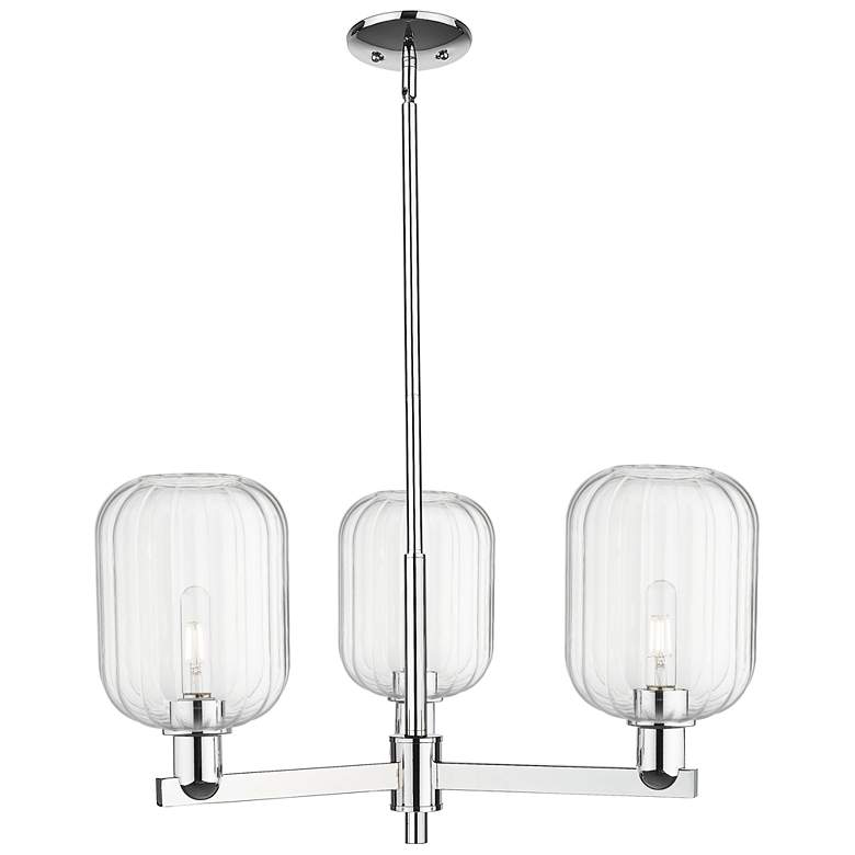 Image 1 Preston 18"W 3 Light Chrome Stem Chandelier With Clear Jar Shade