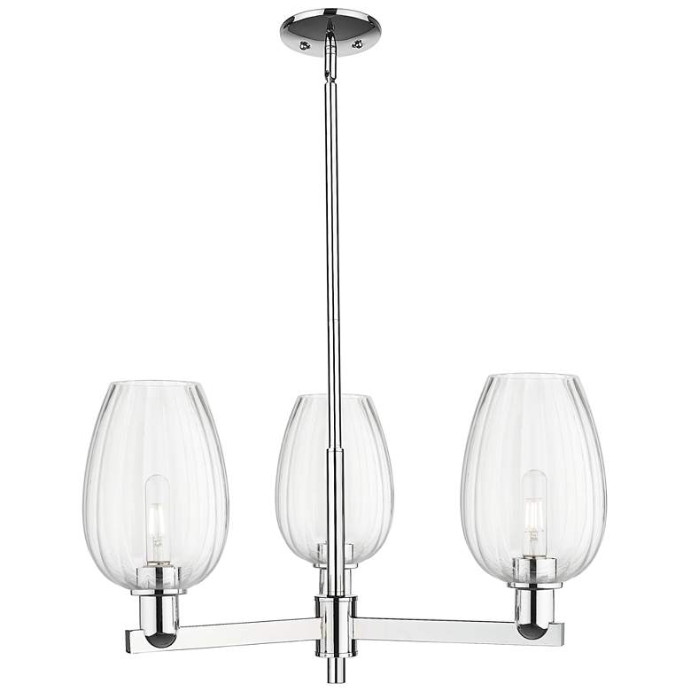 Image 1 Preston 18"W 3 Light Chrome Stem Chandelier With Flute Clear Shade
