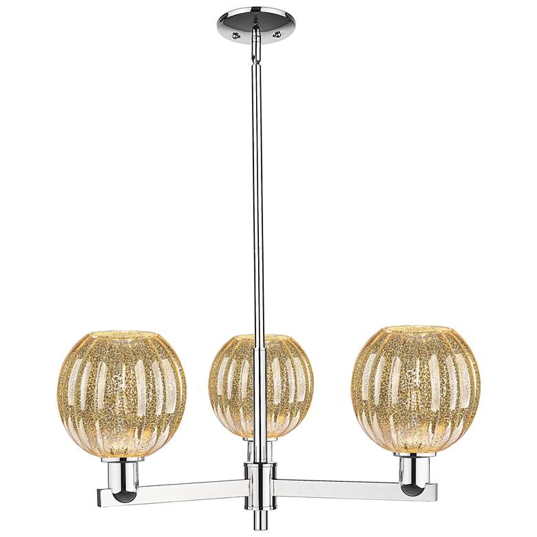 Image 1 Preston 18"W 3 Light Chrome Stem Chandelier With Mercury Globe Shade