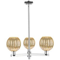 Preston 18"W 3 Light Chrome Stem Chandelier With Mercury Globe Shade
