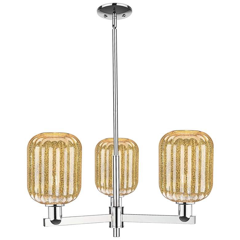 Image 1 Preston 18"W 3 Light Chrome Stem Chandelier With Mercury Jar Shade