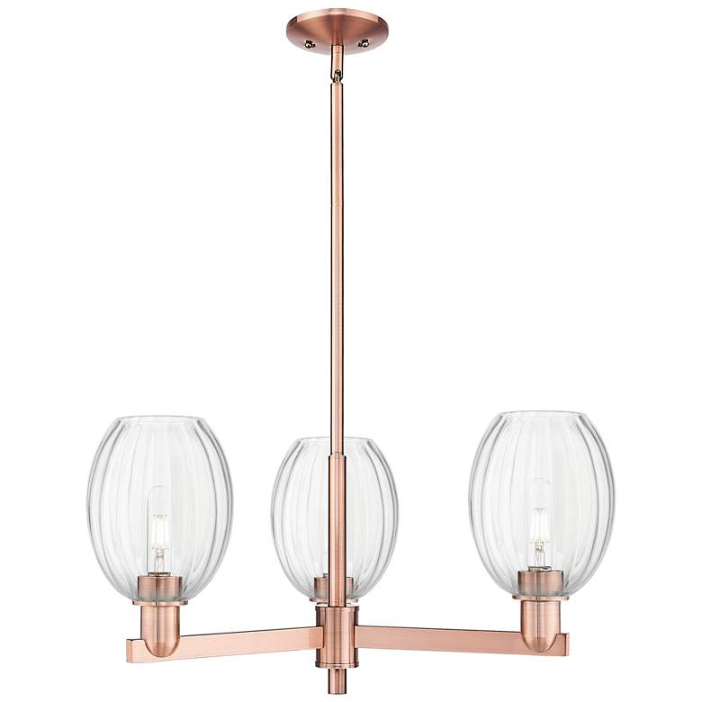 Image 1 Preston 18"W 3 Light Copper Stem Chandelier With Bell Clear Shade