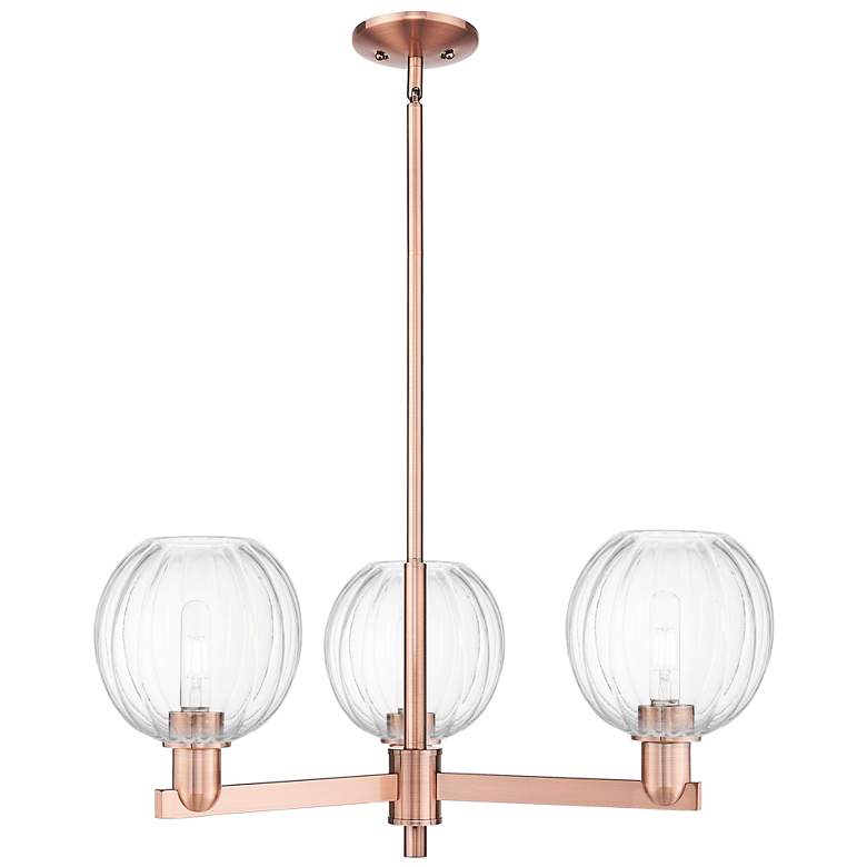 Image 1 Preston 18"W 3 Light Copper Stem Chandelier With Clear Globe Shade