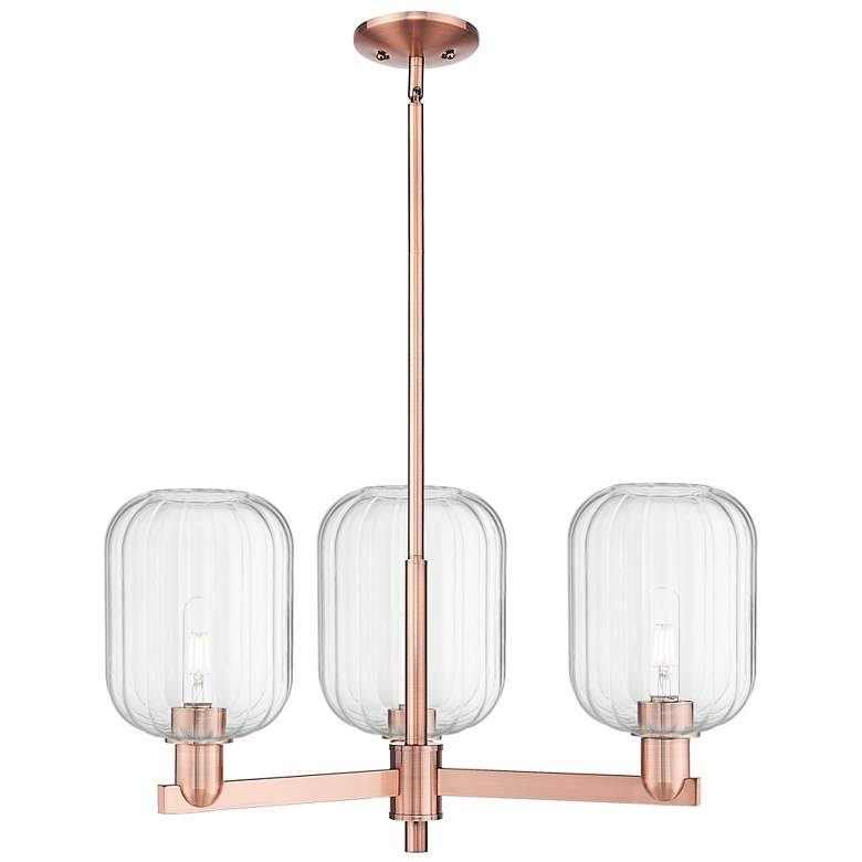 Image 1 Preston 18"W 3 Light Copper Stem Chandelier With Clear Jar Shade