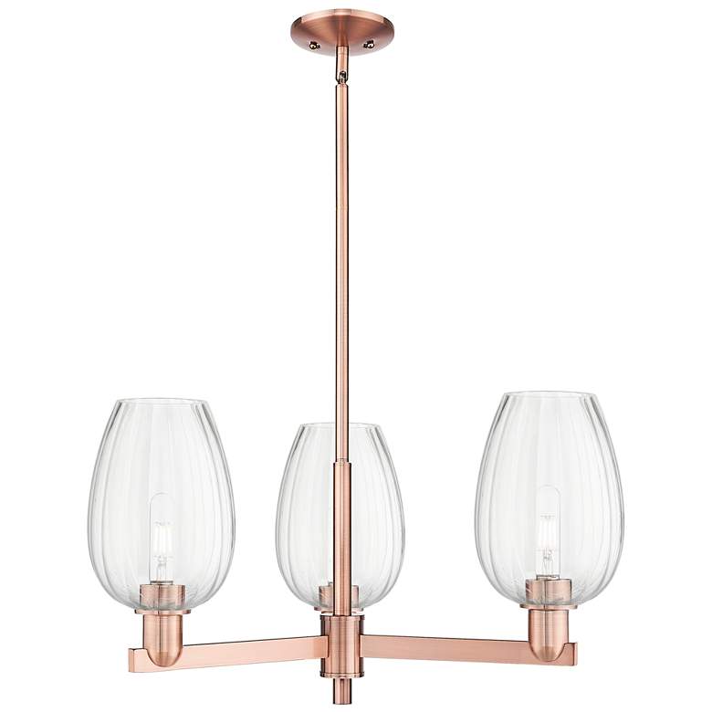 Image 1 Preston 18"W 3 Light Copper Stem Chandelier With Flute Clear Shade