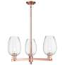Preston 18"W 3 Light Copper Stem Chandelier With Flute Clear Shade