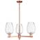 Preston 18"W 3 Light Copper Stem Chandelier With Flute Clear Shade