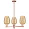Preston 18"W 3 Light Copper Stem Chandelier With Flute Mercury Shade