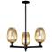 Preston 18"W 3 Light Matte Black Stem Chandelier w/ Flute Mercury Shade