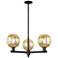 Preston 18"W 3 Light Matte Black Stem Chandelier w/ Mercury Globe Shade