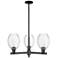 Preston 18"W 3 Light Matte Black Stem Chandelier With Bell Clear Shade