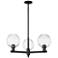 Preston 18"W 3 Light Matte Black Stem Chandelier With Clear Globe Shade