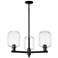 Preston 18"W 3 Light Matte Black Stem Chandelier With Clear Jar Shade