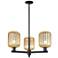 Preston 18"W 3 Light Matte Black Stem Chandelier With Mercury Jar Shade