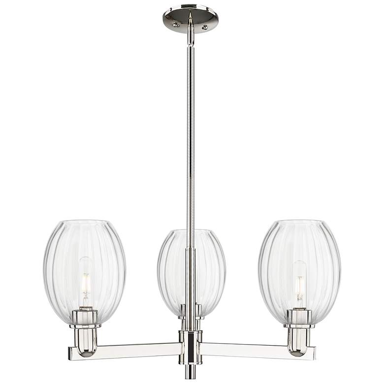Image 1 Preston 18"W 3 Light Nickel Stem Chandelier w/ Bell Clear Shade