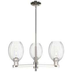 Preston 18"W 3 Light Nickel Stem Chandelier w/ Bell Clear Shade