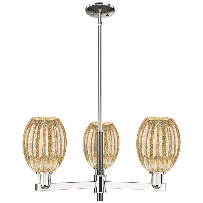 Image 1 Preston 18"W 3 Light Nickel Stem Chandelier w/ Bell Mecury Shade