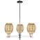 Preston 18"W 3 Light Nickel Stem Chandelier w/ Bell Mecury Shade