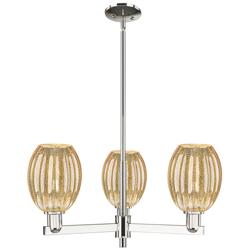 Preston 18"W 3 Light Nickel Stem Chandelier w/ Bell Mecury Shade