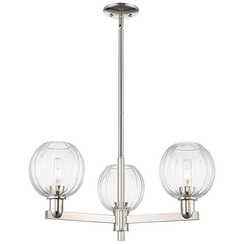 Image 1 Preston 18"W 3 Light Nickel Stem Chandelier w/ Clear Globe Shade