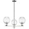Preston 18"W 3 Light Nickel Stem Chandelier w/ Clear Globe Shade