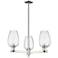 Preston 18"W 3 Light Nickel Stem Chandelier w/ Flute Clear Shade