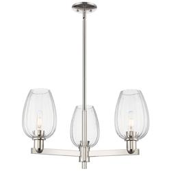 Preston 18"W 3 Light Nickel Stem Chandelier w/ Flute Clear Shade