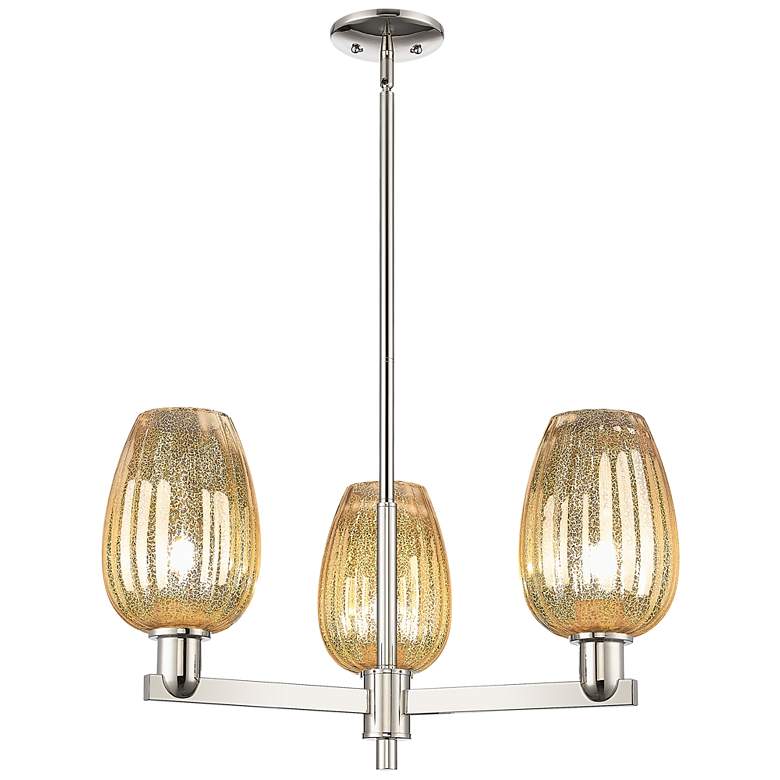 Image 1 Preston 18"W 3 Light Nickel Stem Chandelier w/ Flute Mercury Shade
