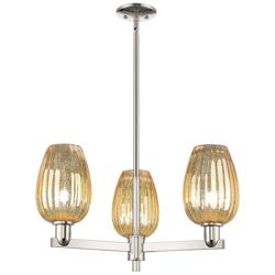 Preston 18"W 3 Light Nickel Stem Chandelier w/ Flute Mercury Shade