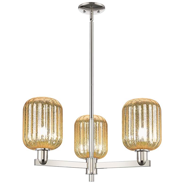 Image 1 Preston 18"W 3 Light Nickel Stem Chandelier w/ Mercury Jar Shade