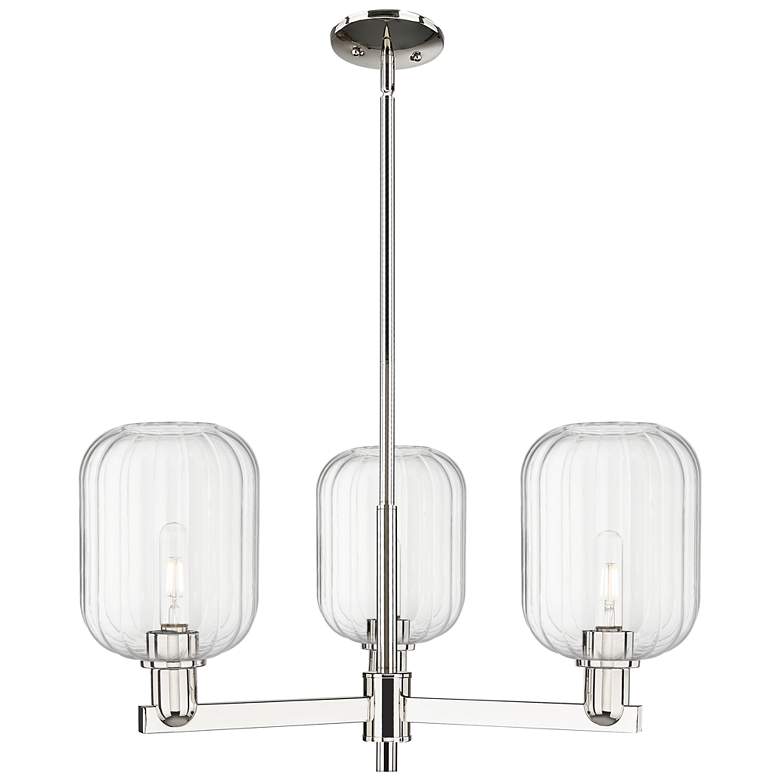 Image 1 Preston 18"W 3 Light Polished Nickel Stem Chandelier w/ Clear Jar Shade