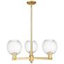 Preston 18"W 3 Light Satin Gold Stem Chandelier With Clear Globe Shade