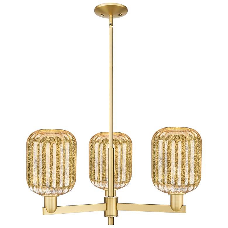 Image 1 Preston 18"W 3 Light Satin Gold Stem Chandelier With Mercury Jar Shade