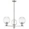 Preston 18"W 3 Light Satin Nickel Stem Chandelier w/ Clear Globe Shade