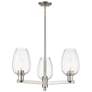 Preston 18"W 3 Light Satin Nickel Stem Chandelier w/ Flute Clear Shade