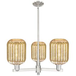 Preston 18"W 3 Light Satin Nickel Stem Chandelier w/ Mercury Jar Shade