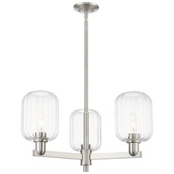 Preston 18"W 3 Light Satin Nickel Stem Chandelier With Clear Jar Shade