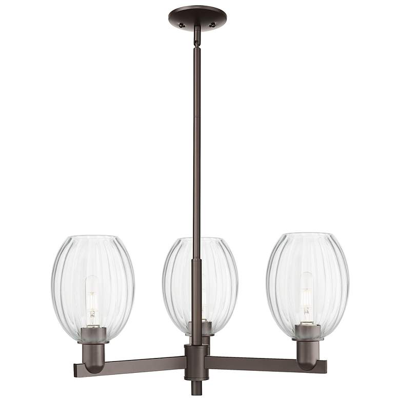 Image 1 Preston 18"W 3-Lt Oil Rubbed Bronze Stem Chandelier w/ Bell Clear Shade