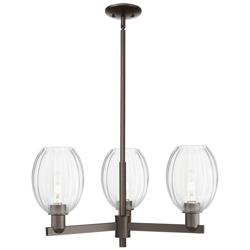 Preston 18"W 3-Lt Oil Rubbed Bronze Stem Chandelier w/ Bell Clear Shade