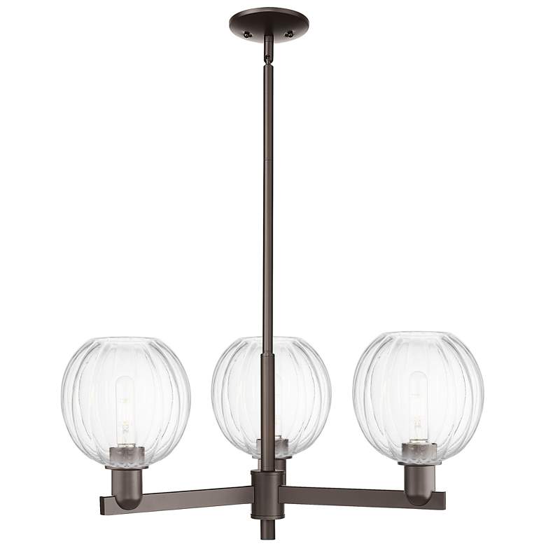 Image 1 Preston 18"W 3-Lt Oil Rubbed Bronze Stem Chandelier w/ Clear Globe Shade