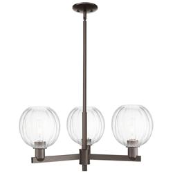 Preston 18"W 3-Lt Oil Rubbed Bronze Stem Chandelier w/ Clear Globe Shade
