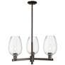 Preston 18"W 3-Lt Oil Rubbed Bronze Stem Chandelier w/ Flute Clear Shade