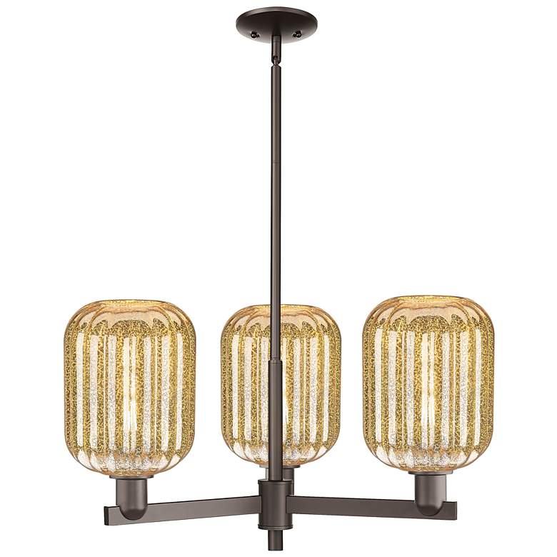 Image 1 Preston 18"W 3-Lt Oil Rubbed Bronze Stem Chandelier w/ Mercury Jar Shade