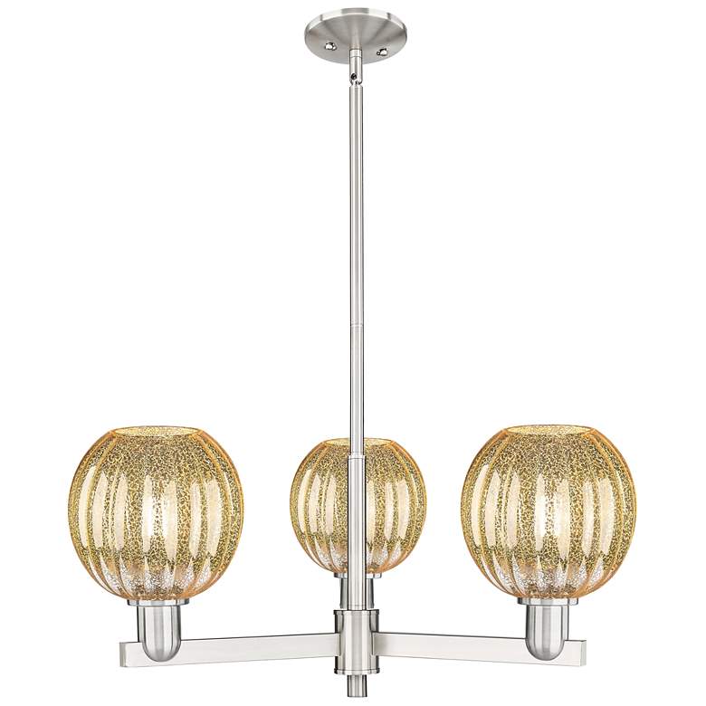 Image 1 Preston 18"W 3-Lt Satin Nickel Stem Chandelier w/ Mercury Globe Shade