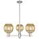 Preston 18"W 3-Lt Satin Nickel Stem Chandelier w/ Mercury Globe Shade