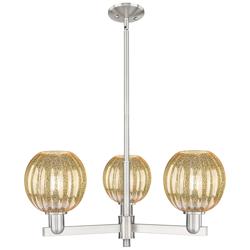 Preston 18"W 3-Lt Satin Nickel Stem Chandelier w/ Mercury Globe Shade